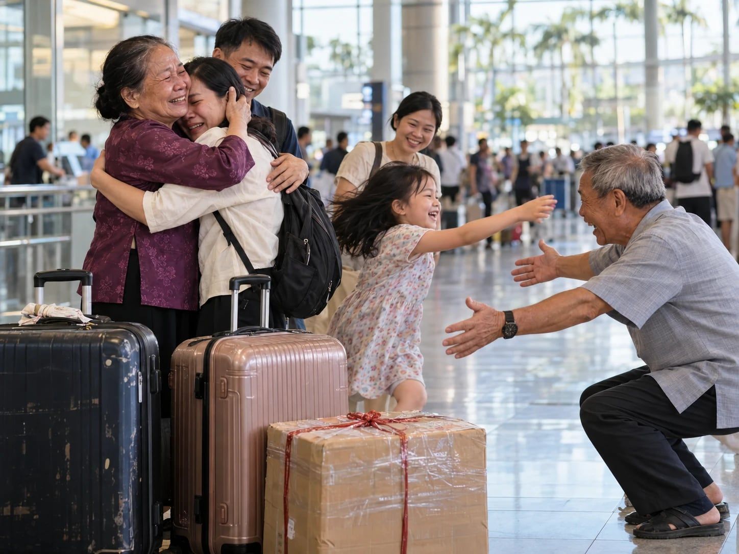 Ông bà đón cả nhà
